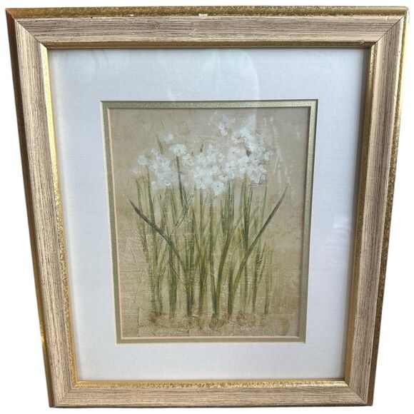 Framed Botanical Wall Art Prints Set of 2 Gold Wood Frame Neutral Floral Vintage - Picture 12 of 15